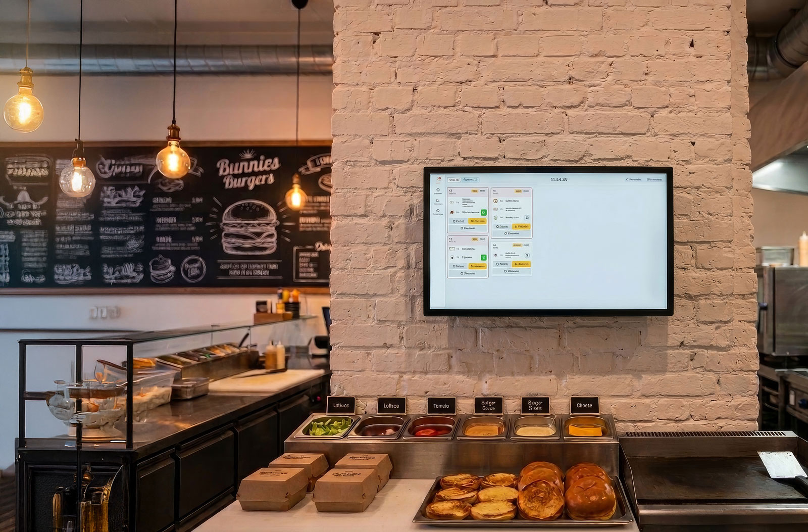 Küchendisplay in Betrieb